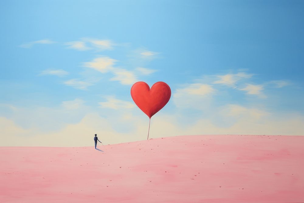 Heart landscape balloon tranquility. AI generated Image by rawpixel.
