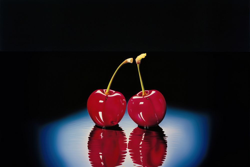 2 cherry fruit plant food. AI generated Image by rawpixel.
