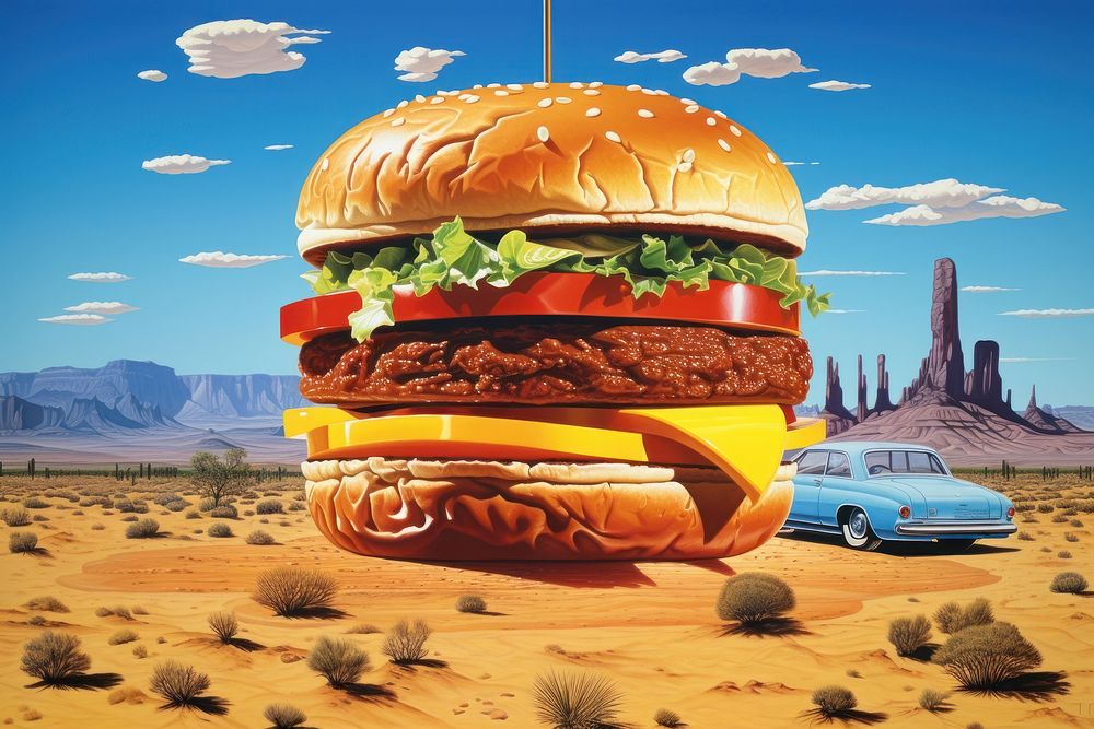 Float burger vehicle food car. AI generated Image by rawpixel.