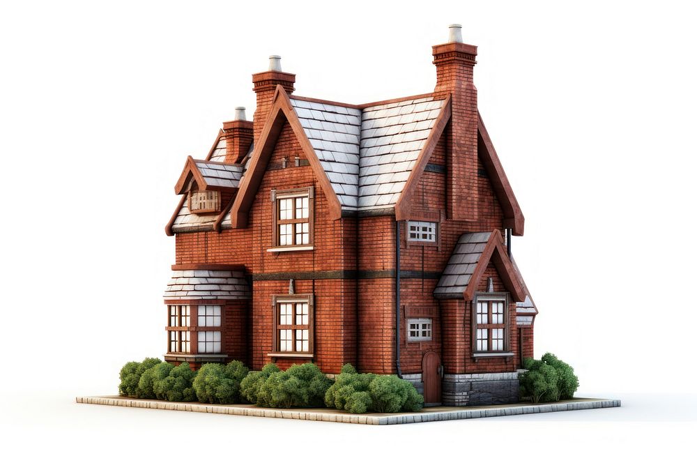Brick house architecture building dollhouse. AI generated Image by rawpixel.