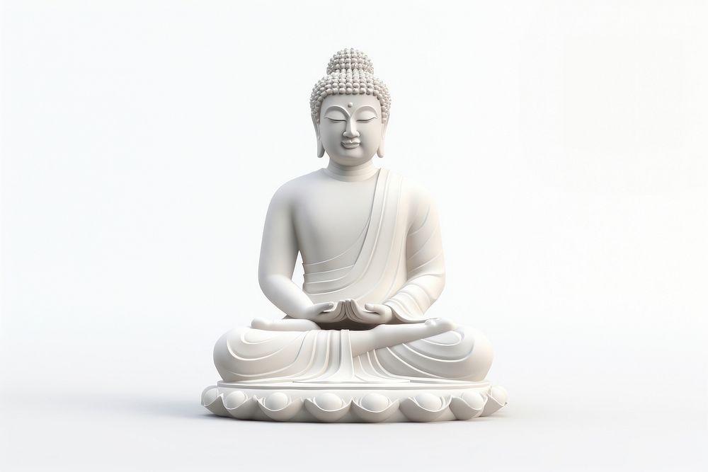 Buddha buddha white white background. AI generated Image by rawpixel.