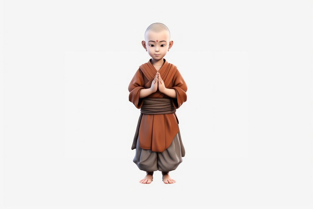 Little monk robe white background representation. AI generated Image by rawpixel.