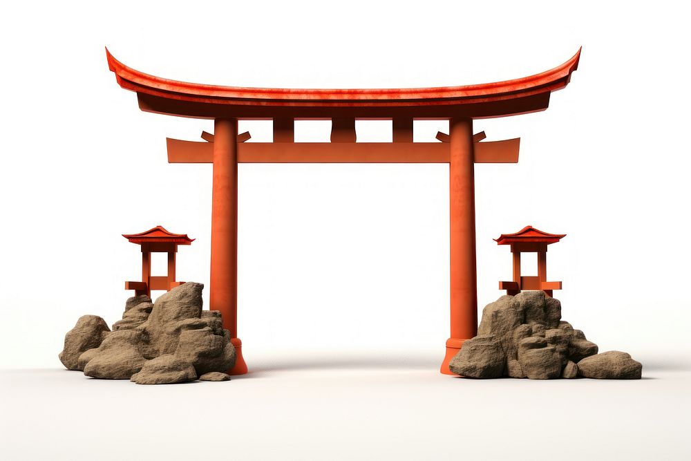 Zen religion gate white background. AI generated Image by rawpixel.