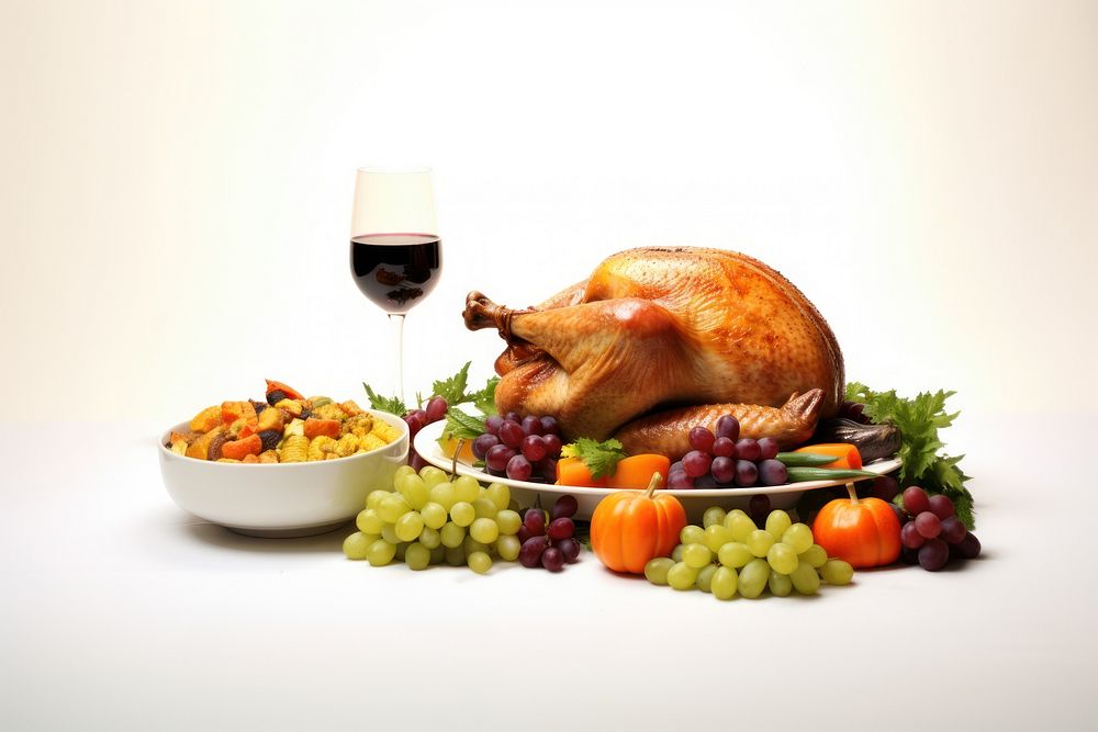 Thanksgiving meal dinner glass food. AI generated Image by rawpixel.