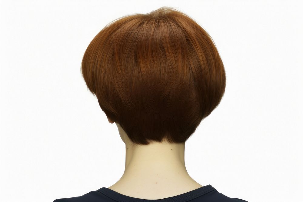 Woman back turned freshly cut hair adult wig white background. AI generated Image by rawpixel.