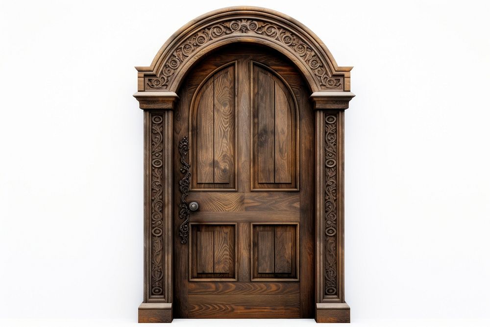 Wooden door architecture gate white background. AI generated Image by rawpixel.