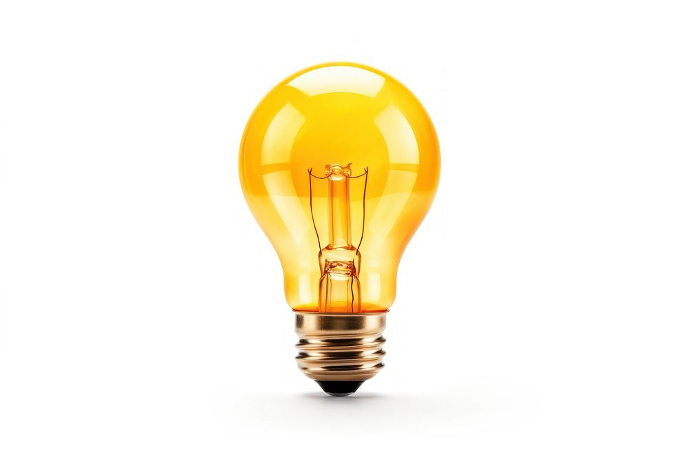 Yellow light bulb lightbulb white background electricity. AI generated Image by rawpixel.