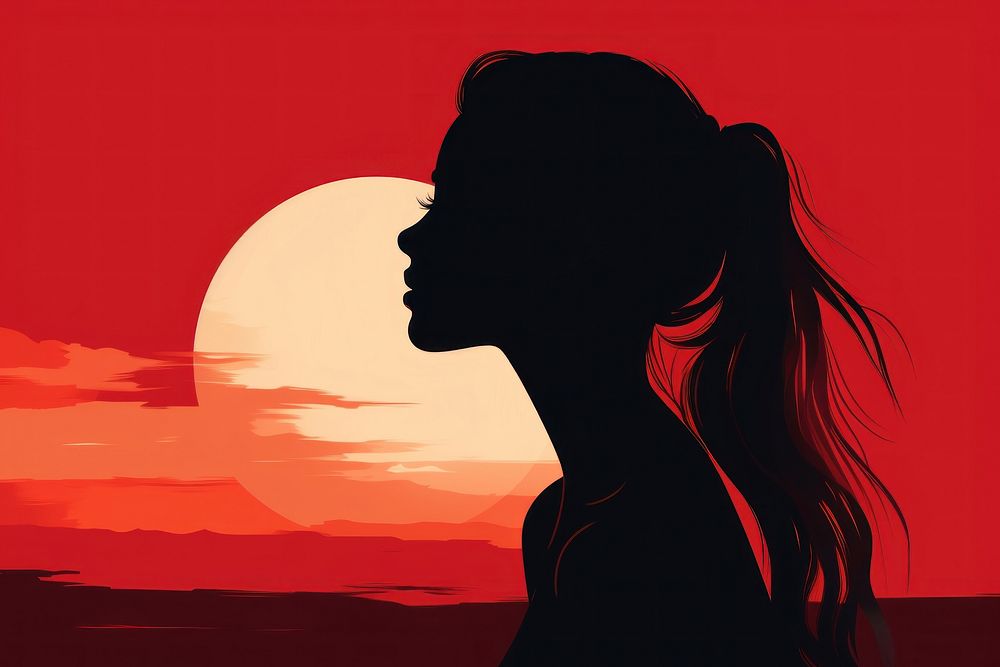 Young woman silhouette backlighting outdoors. AI generated Image by rawpixel.