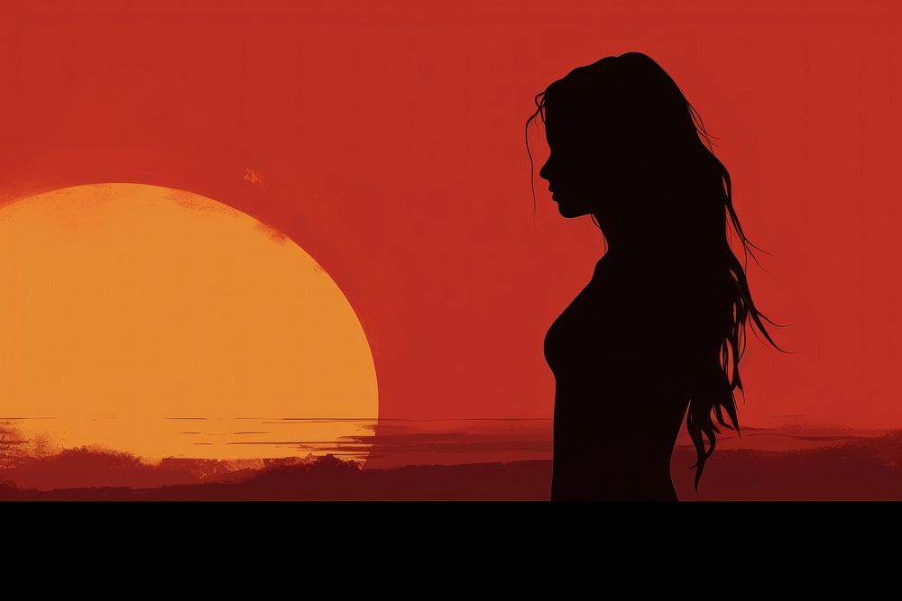 Young woman backlighting silhouette adult. AI generated Image by rawpixel.