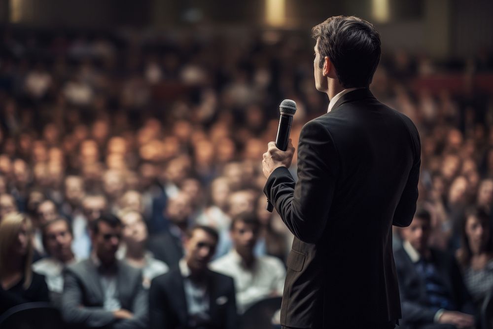 Businessman audience speech adult. AI generated Image by rawpixel.