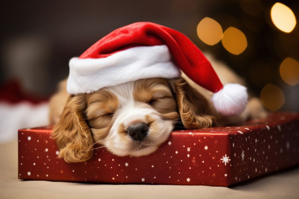Cute puppy christmas mammal animal. AI generated Image by rawpixel.