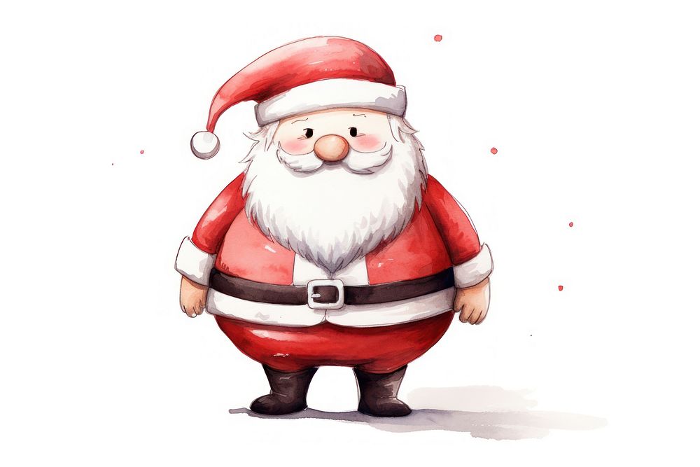 Chubby santa claus drawing winter white background. AI generated Image by rawpixel.