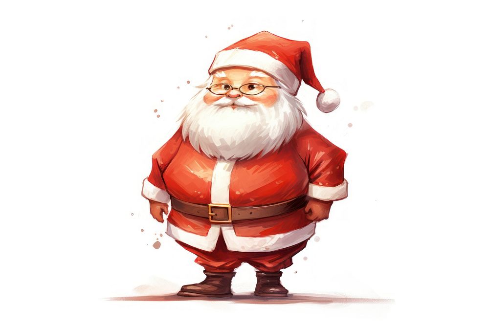Chubby santa claus christmas sketch white background. AI generated Image by rawpixel.
