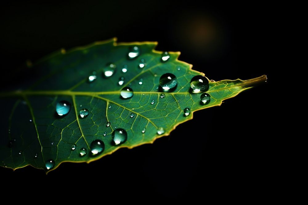 A droplet of water on a leaf plant fragility moisture. AI generated Image by rawpixel.