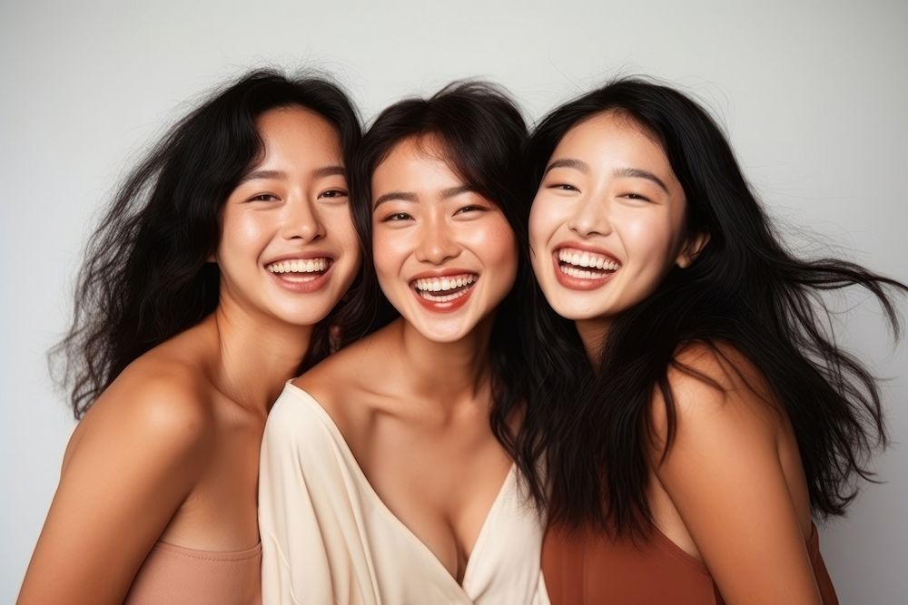 Asian women laughing hairstyle cheerful. AI generated Image by rawpixel.