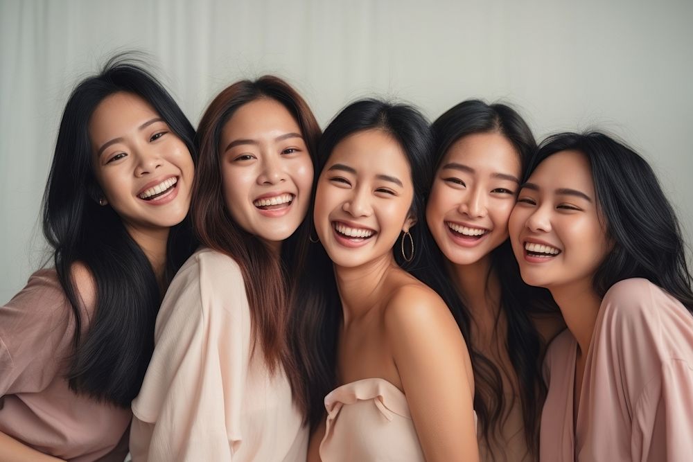 Asian women laughing cheerful adult. AI generated Image by rawpixel.