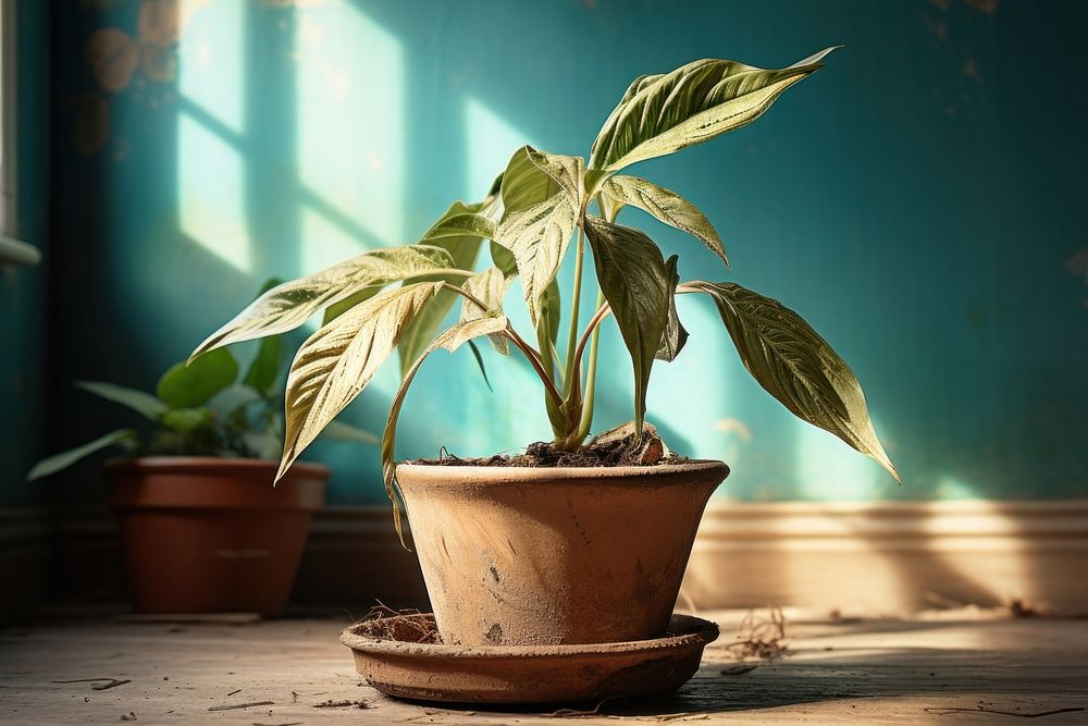 Dead houseplant leaf green terracotta. AI generated Image by rawpixel.