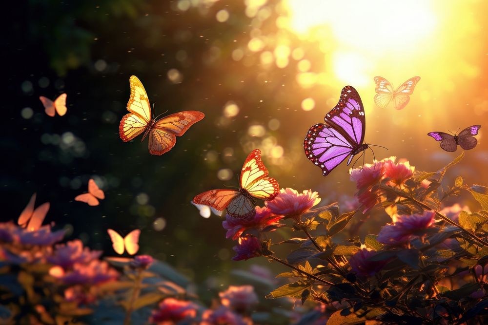 Flying butterlies butterfly outdoors nature. AI generated Image by rawpixel.