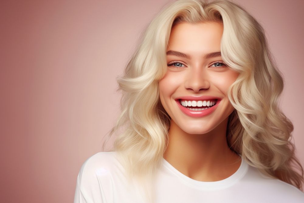 Portrait laughing blonde teeth. AI generated Image by rawpixel.