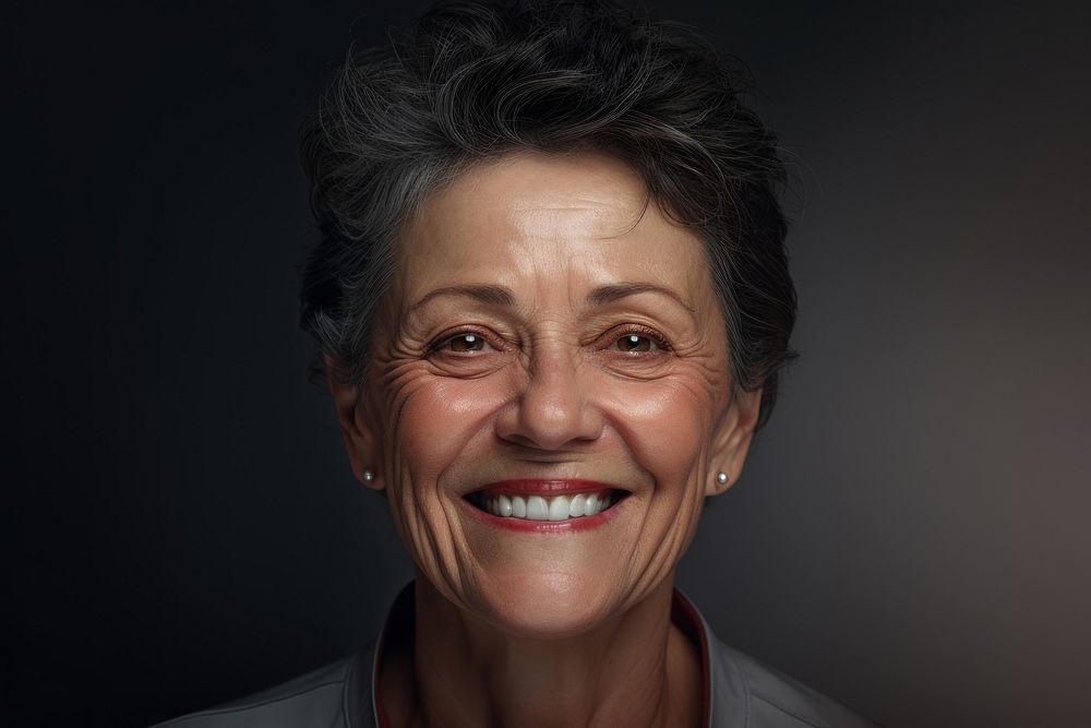 Old female full face portrait adult teeth. AI generated Image by rawpixel.