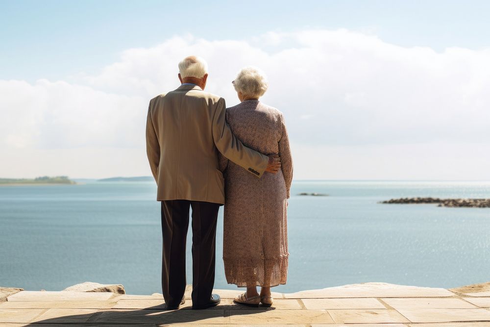 Old married couple standing outdoors adult. AI generated Image by rawpixel.