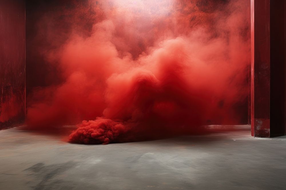 Empty room smoke red architecture. AI generated Image by rawpixel.