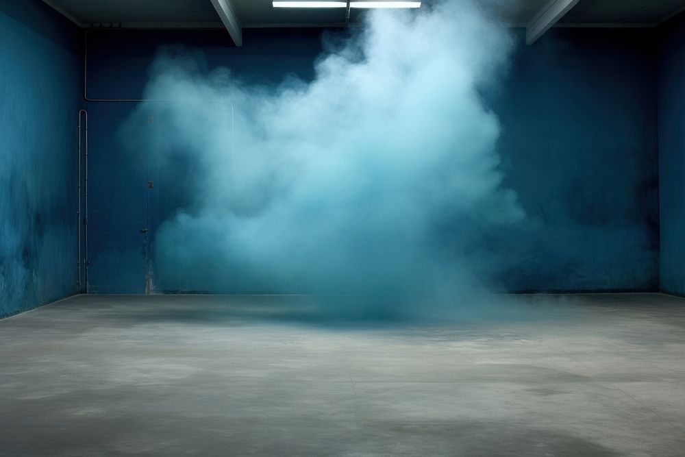 Empty room smoke floor blue. AI generated Image by rawpixel.
