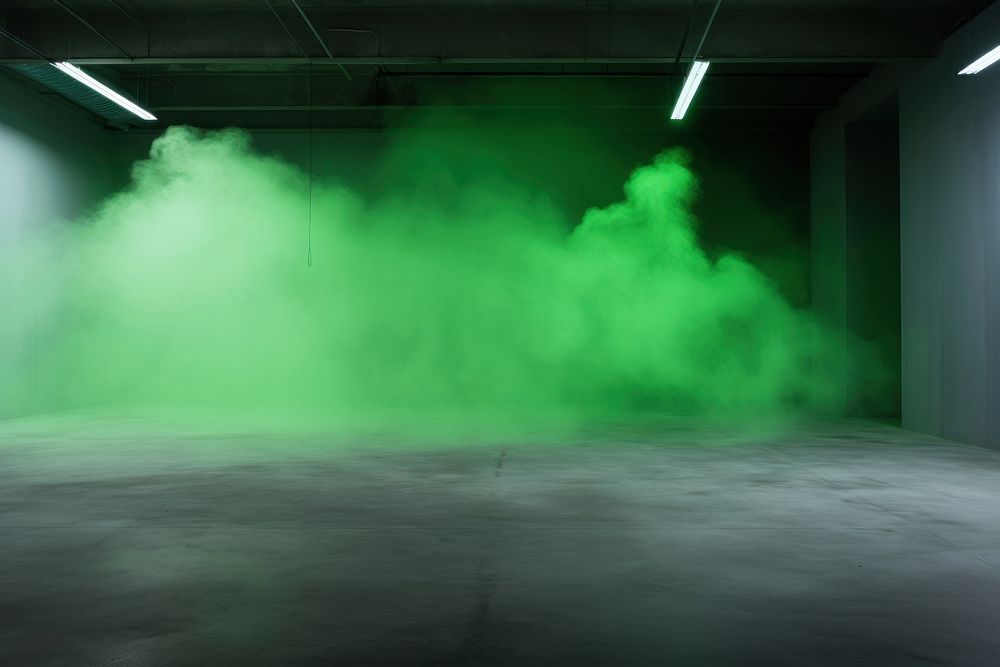 Neon green smoke room architecture illuminated. AI generated Image by rawpixel.