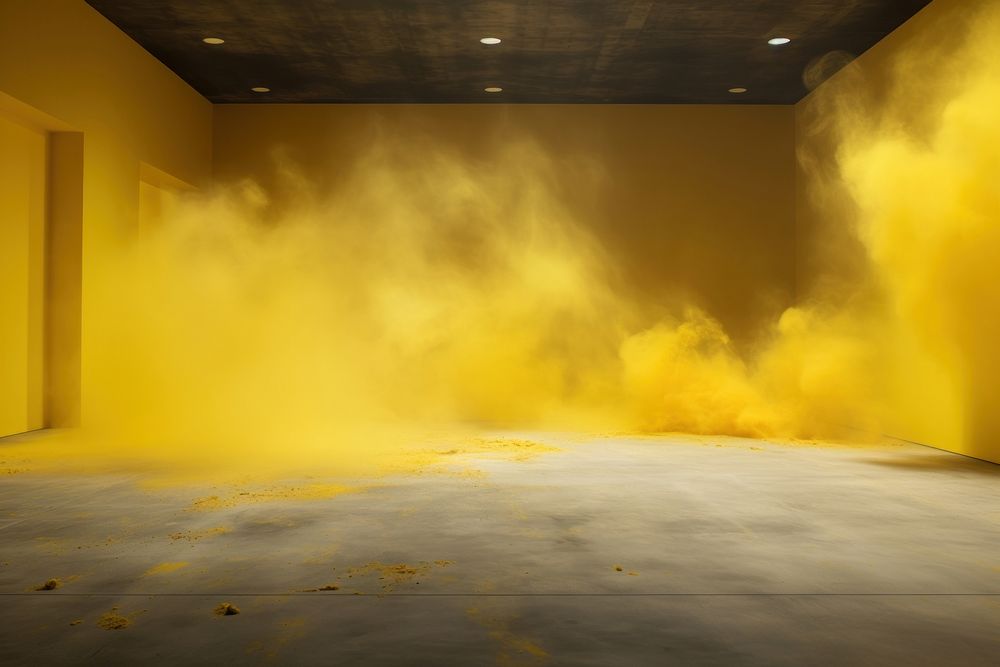 Empty room floor yellow smoke. AI generated Image by rawpixel.