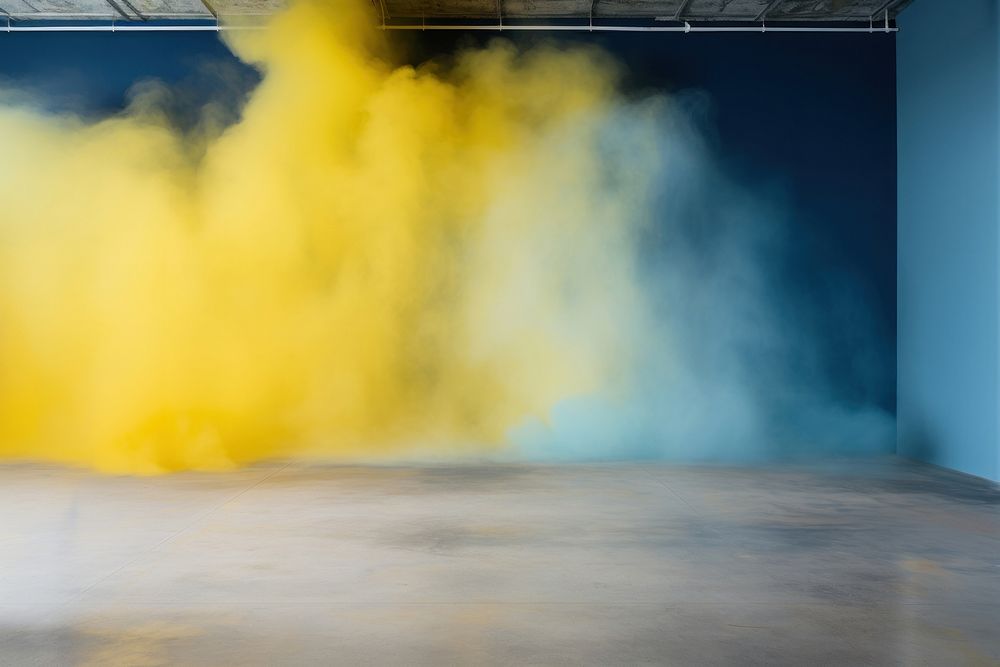 Empty room smoke yellow architecture. AI generated Image by rawpixel.