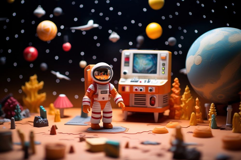 Miniature space model astronomy representation technology. AI generated Image by rawpixel.