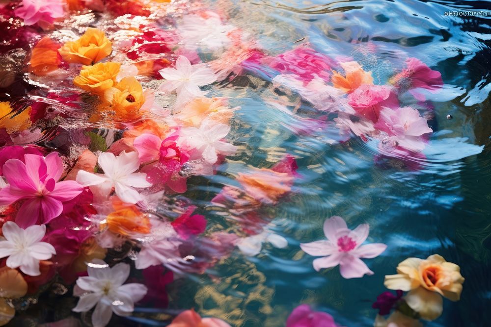 Flower petal backgrounds floating outdoors. AI generated Image by rawpixel.