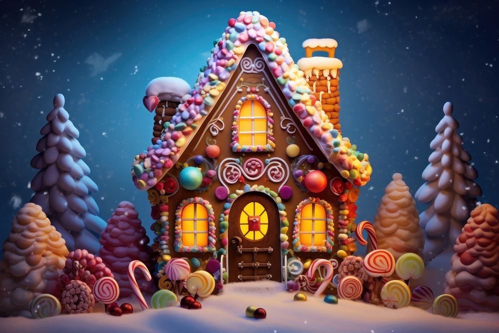Gingerbread dessert cookie house. AI generated Image by rawpixel.