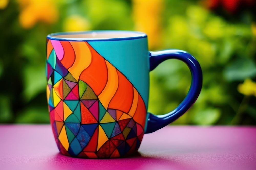 Pieced together mug drink cup art. AI generated Image by rawpixel.