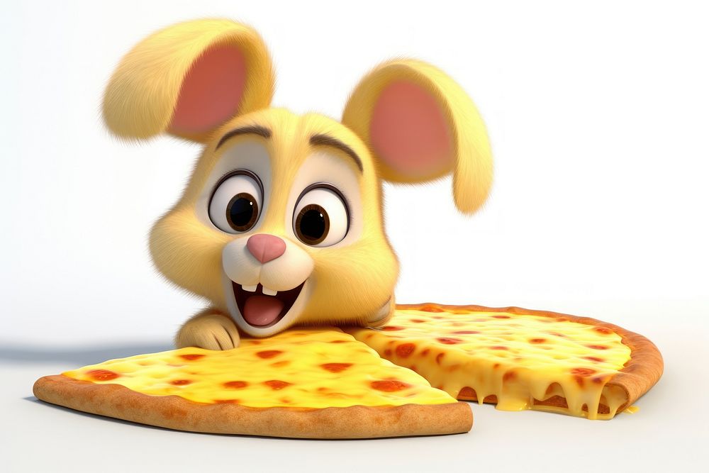 Bunny pizza cartoon food. AI generated Image by rawpixel.