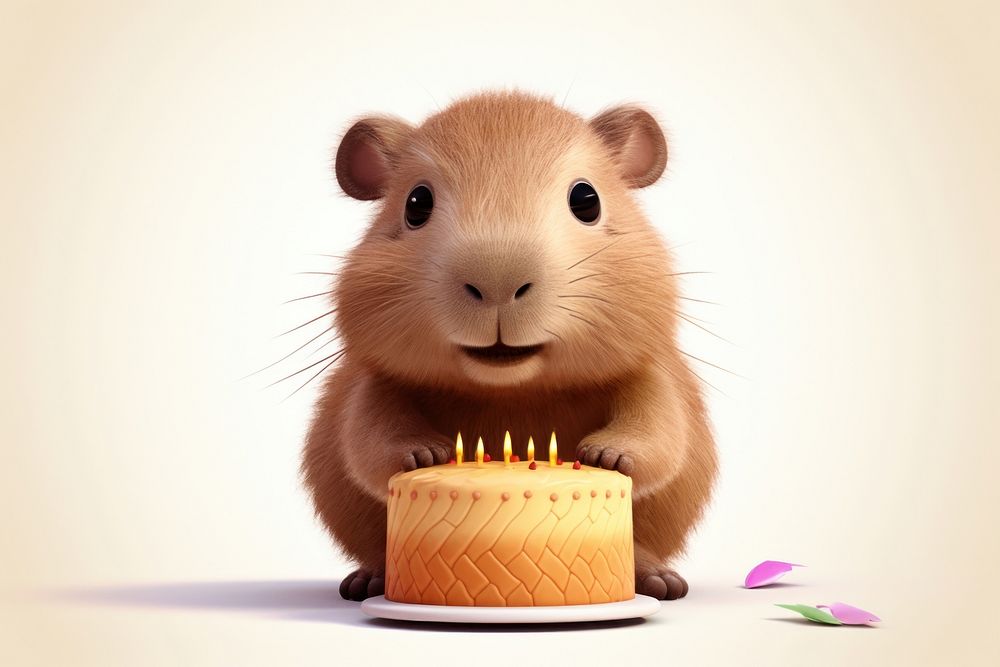Capybara cake birthday dessert. AI generated Image by rawpixel.