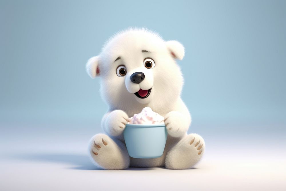 Polar bear dessert mammal white. AI generated Image by rawpixel.