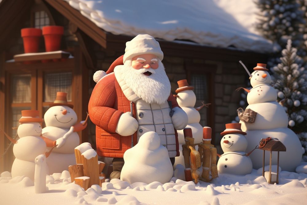 Santa claus snowman christmas outdoors. AI generated Image by rawpixel.