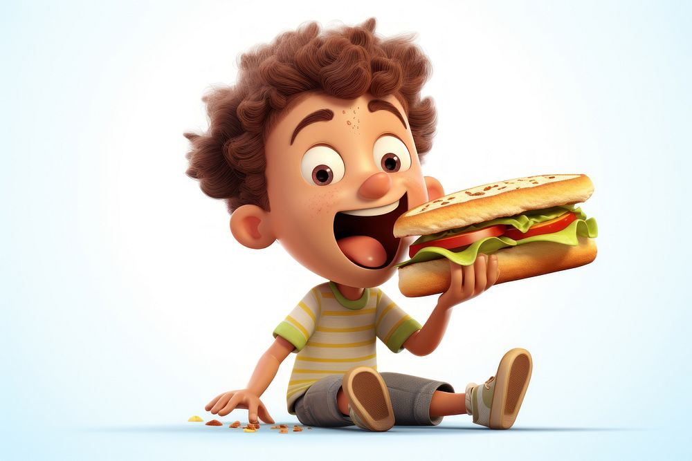 Boy sandwich eating food. AI generated Image by rawpixel.