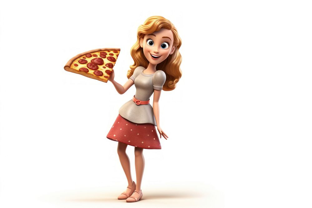 European girl pizza toy white background. AI generated Image by rawpixel.