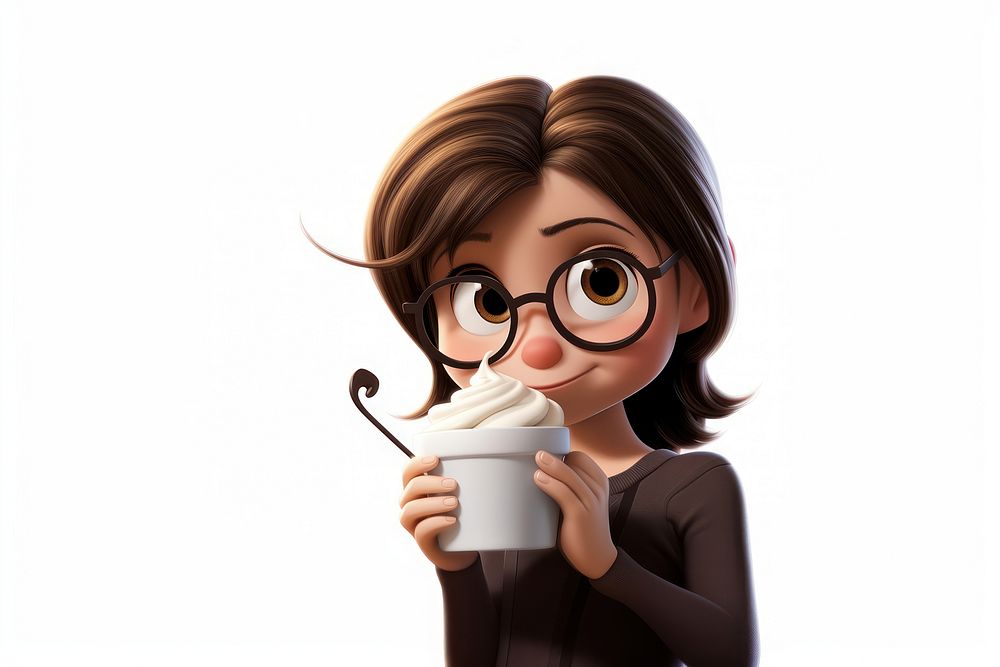 Girl with glasses cartoon adult cup. AI generated Image by rawpixel.