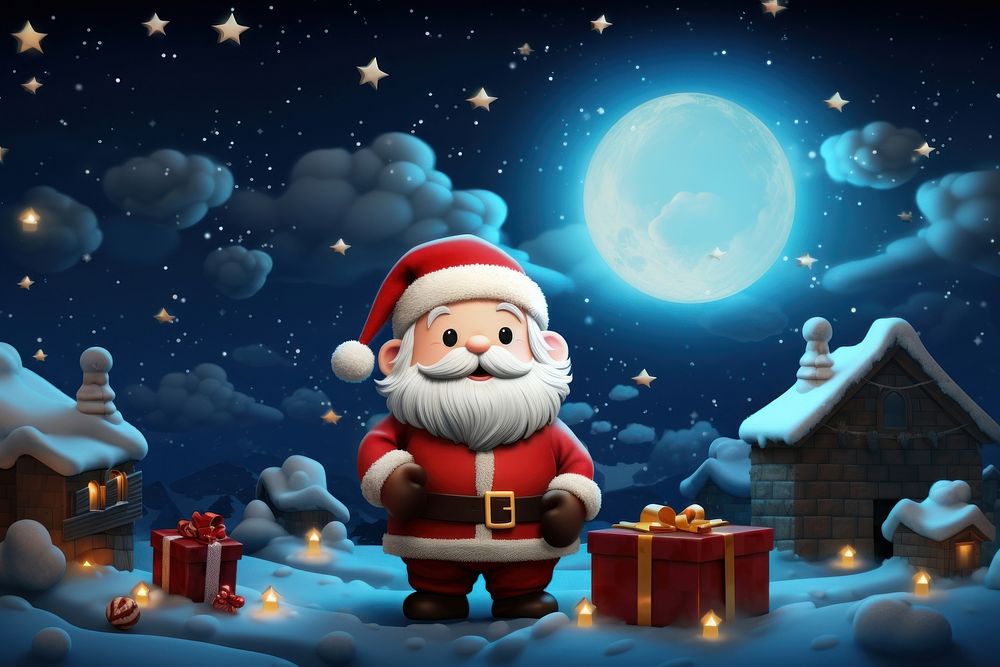 Cute santa claus night christmas outdoors. AI generated Image by rawpixel.