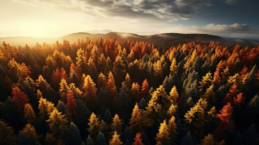 Autumn trees forest outdoors woodland. AI generated Image by rawpixel.