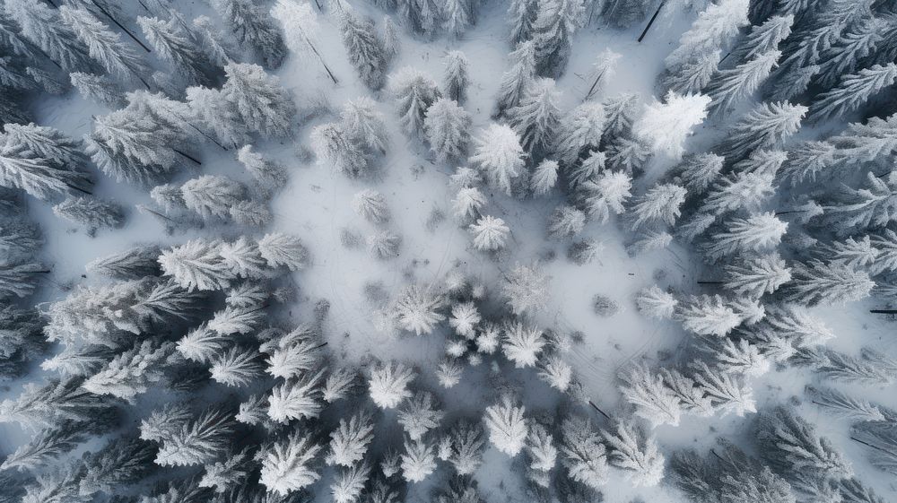 Snowy trees forest outdoors nature. AI generated Image by rawpixel.