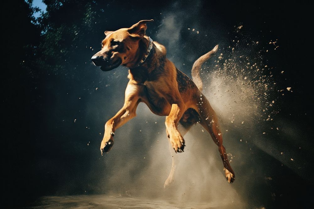 A dog jumping mammal animal motion. AI generated Image by rawpixel.