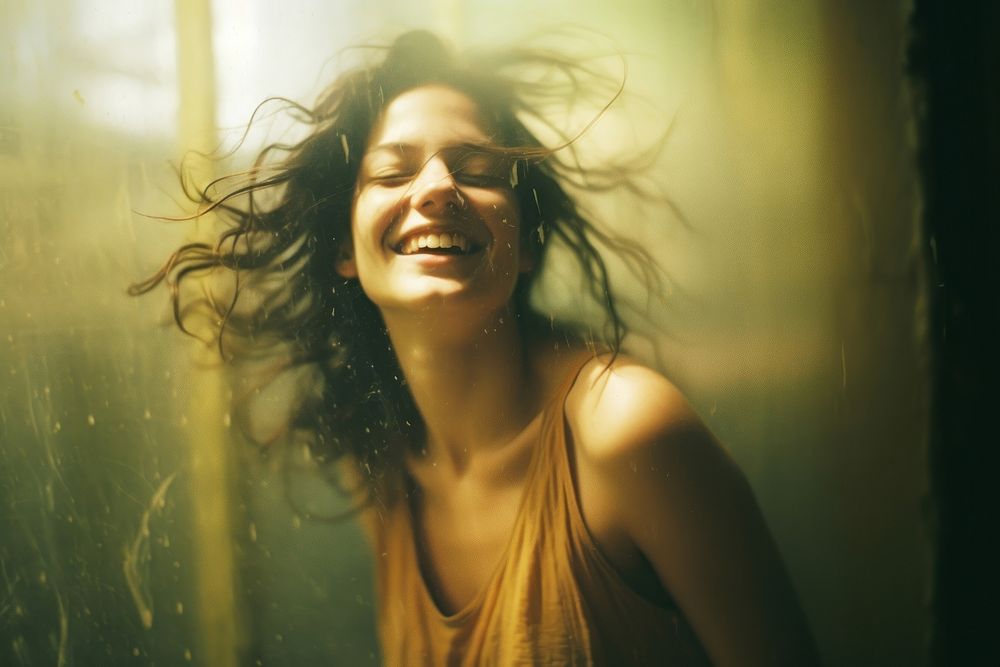 A happy woman photography ethereal laughing. AI generated Image by rawpixel.