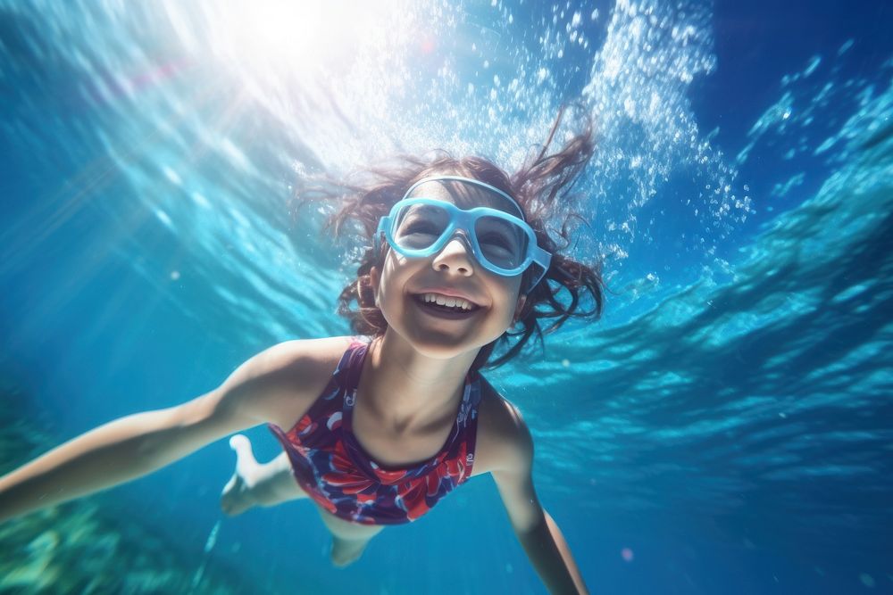 Summer underwater swimming recreation. AI generated Image by rawpixel.