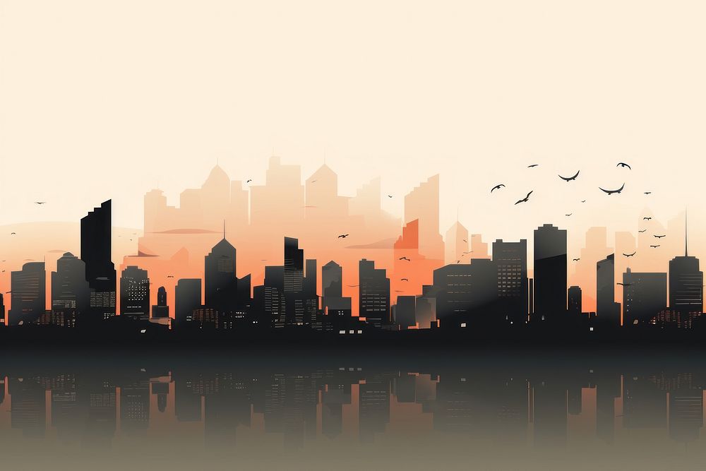 Cityscape architecture silhouette metropolis. AI generated Image by rawpixel.