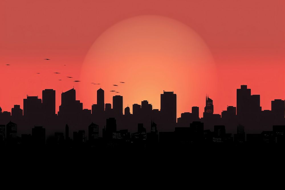 Cityscape architecture silhouette landscape. AI generated Image by rawpixel.