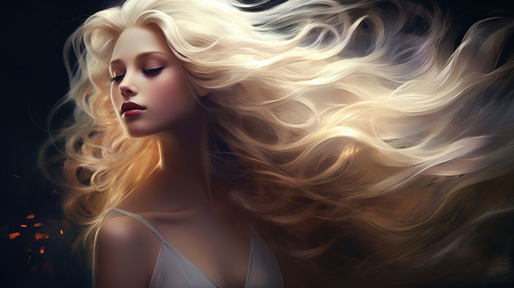 Long blonde hair portrait adult woman. AI generated Image by rawpixel.